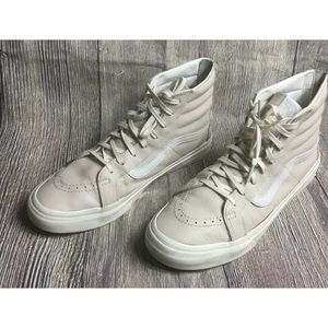 Pink leather Vans Sk8 high tops